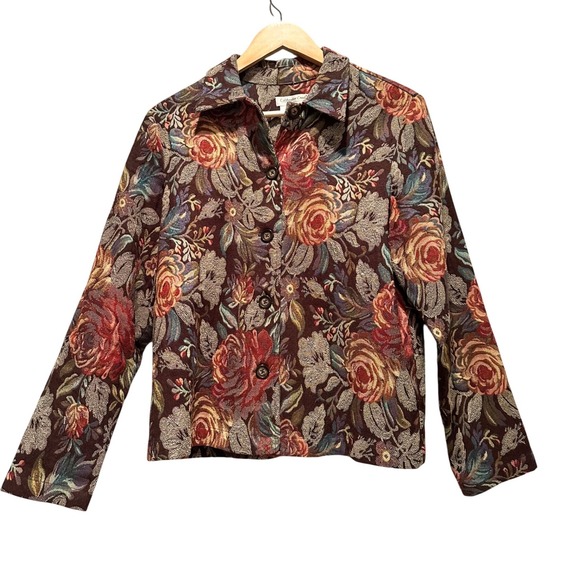 Coldwater Creek Jackets & Blazers - Coldwater Creek Vintage Tapestry Floral Blazer Size Medium Petite